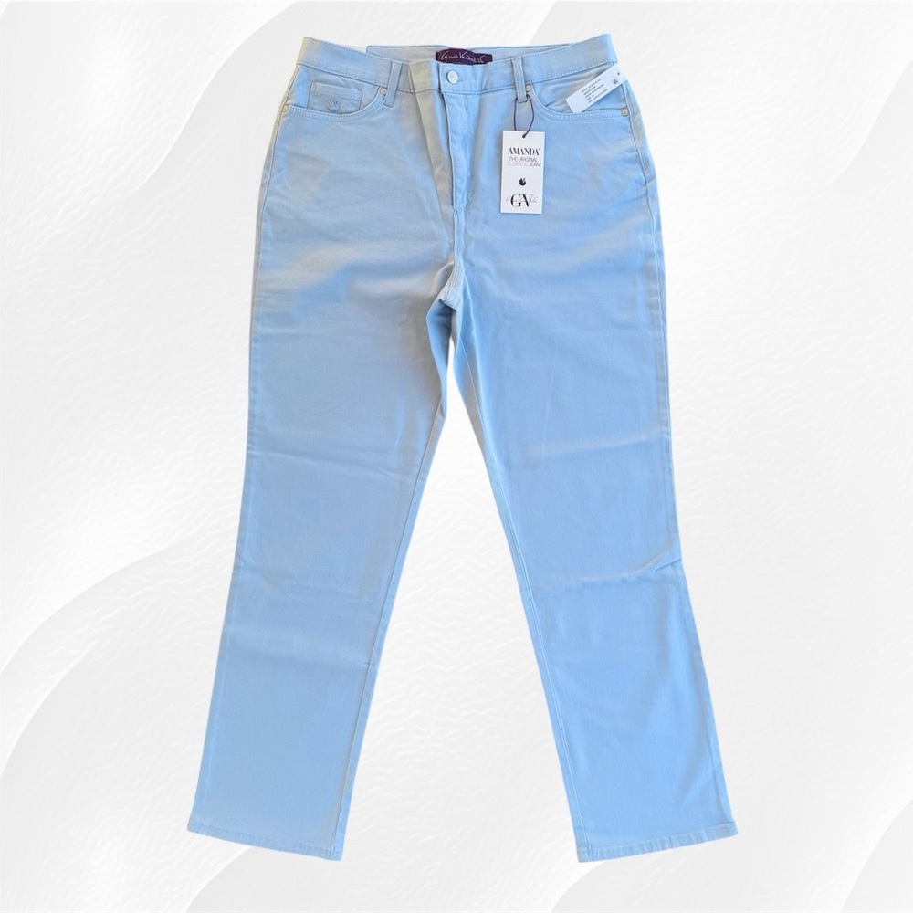 Gloria Vanderbilt Amanda Blue Breeze Tapered Leg Stretch Jeans ~ Women’s 16 - Picture 1 of 10